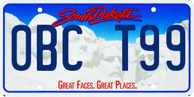 SD license plate 0BCT99