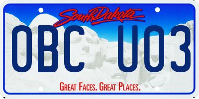SD license plate 0BCU03