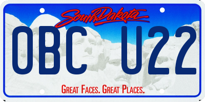 SD license plate 0BCU22