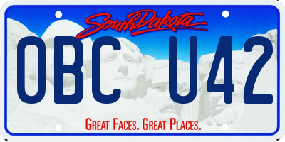 SD license plate 0BCU42