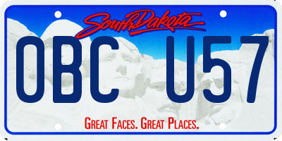 SD license plate 0BCU57