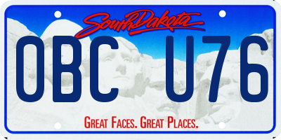 SD license plate 0BCU76