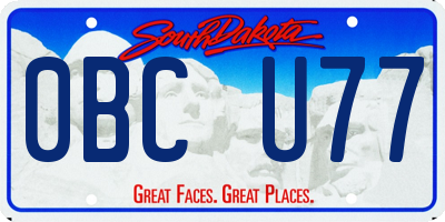 SD license plate 0BCU77