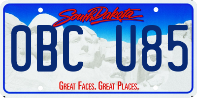 SD license plate 0BCU85