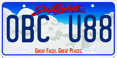 SD license plate 0BCU88