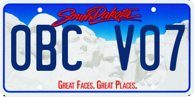 SD license plate 0BCV07
