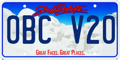 SD license plate 0BCV20