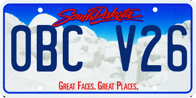SD license plate 0BCV26