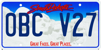 SD license plate 0BCV27