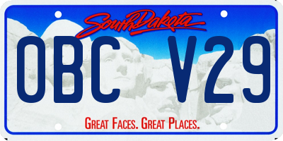 SD license plate 0BCV29