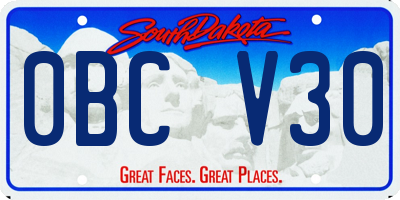 SD license plate 0BCV30
