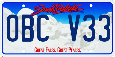 SD license plate 0BCV33
