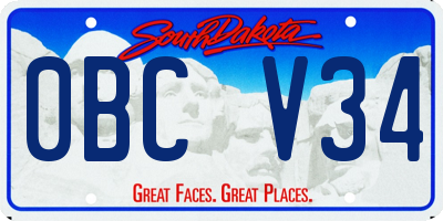 SD license plate 0BCV34