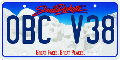 SD license plate 0BCV38