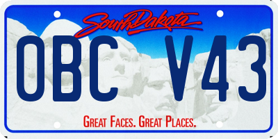 SD license plate 0BCV43