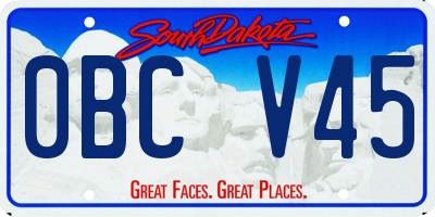 SD license plate 0BCV45