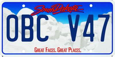 SD license plate 0BCV47