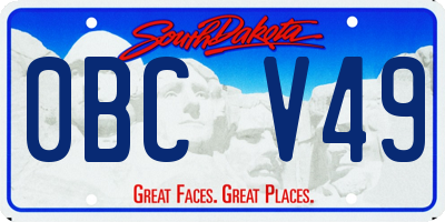 SD license plate 0BCV49