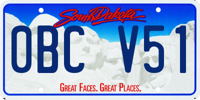 SD license plate 0BCV51