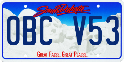 SD license plate 0BCV53