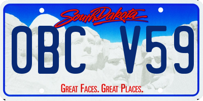 SD license plate 0BCV59