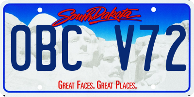 SD license plate 0BCV72