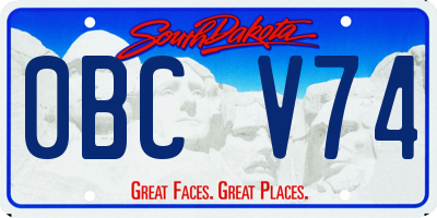SD license plate 0BCV74