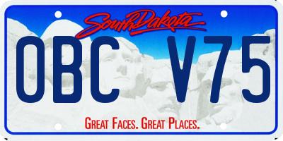 SD license plate 0BCV75