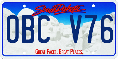 SD license plate 0BCV76