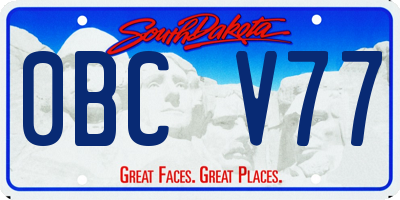 SD license plate 0BCV77
