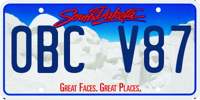 SD license plate 0BCV87