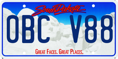 SD license plate 0BCV88