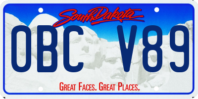 SD license plate 0BCV89