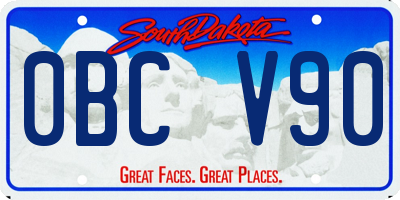 SD license plate 0BCV90