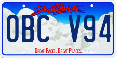 SD license plate 0BCV94