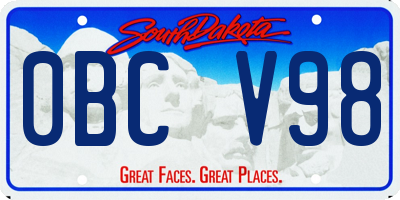 SD license plate 0BCV98