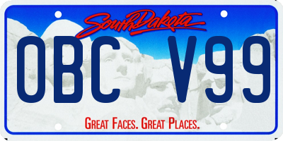 SD license plate 0BCV99