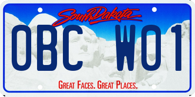 SD license plate 0BCW01