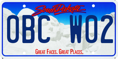 SD license plate 0BCW02