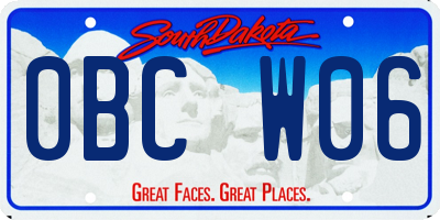 SD license plate 0BCW06