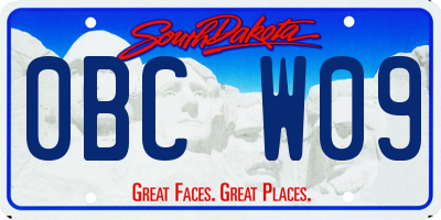 SD license plate 0BCW09