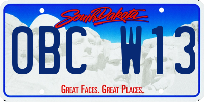 SD license plate 0BCW13