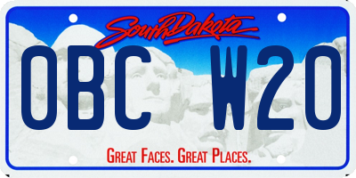 SD license plate 0BCW20