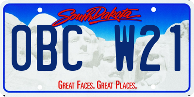 SD license plate 0BCW21