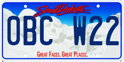 SD license plate 0BCW22