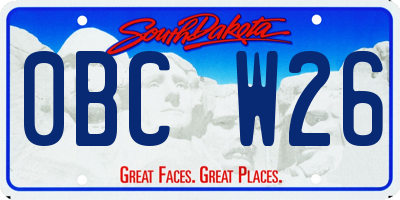 SD license plate 0BCW26