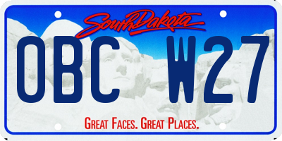 SD license plate 0BCW27