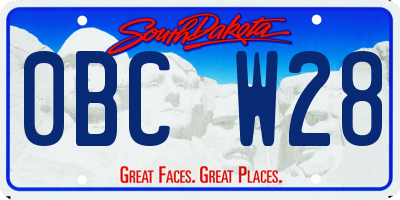 SD license plate 0BCW28