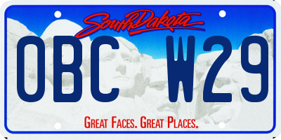 SD license plate 0BCW29