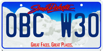 SD license plate 0BCW30